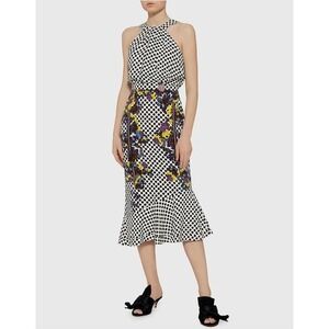 Saloni Ruby Polka-Dot Embellished Silk Midi Dress in Polka Kaffir